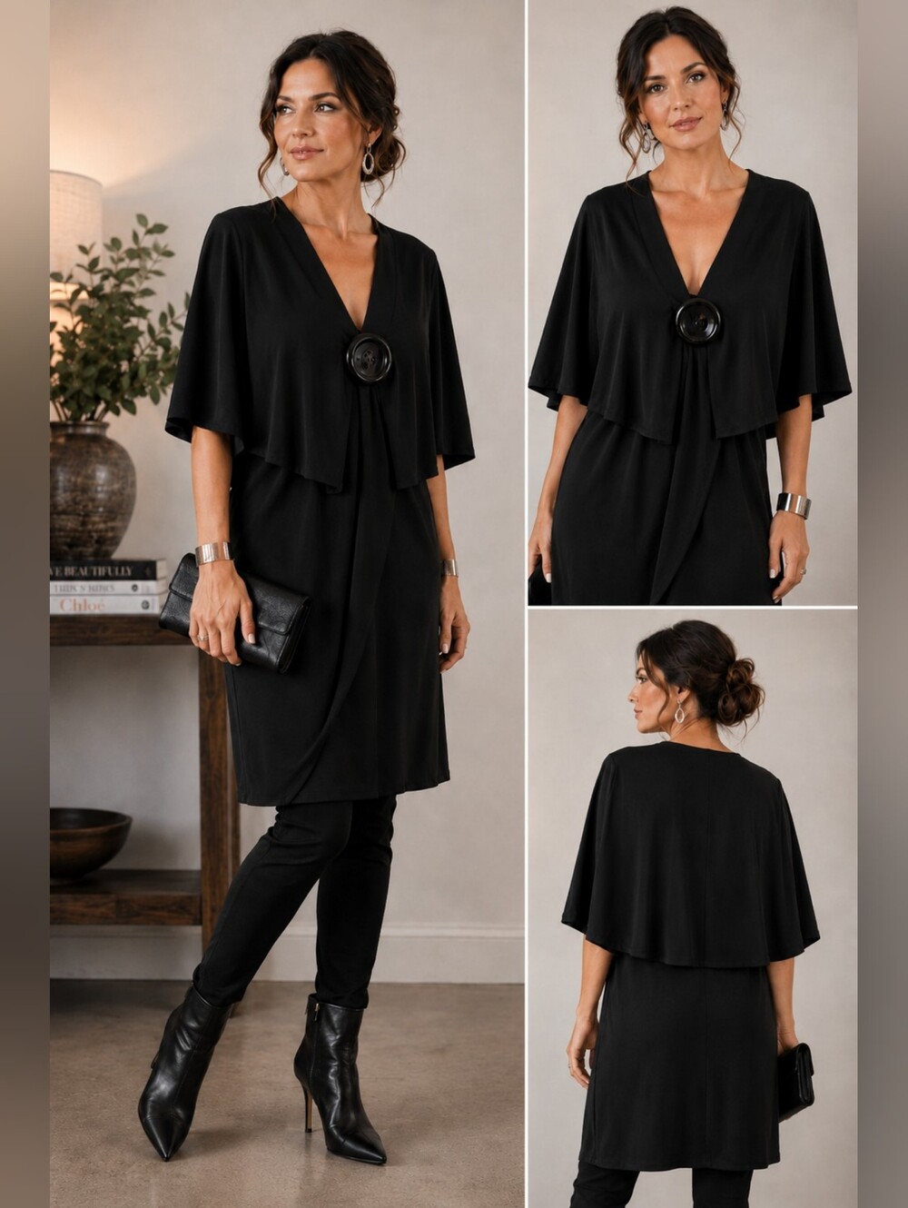Vintage Joseph Ribkoff Black Cape Jacket Size 6 Made in Canada